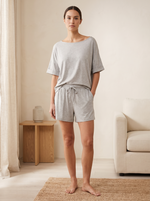 Loungewear Set Damen in Nebelgrau aus weichem Viskose-Jersey